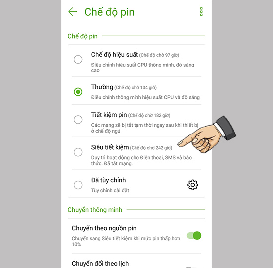 ​Chọn chế độ tiết kiệm